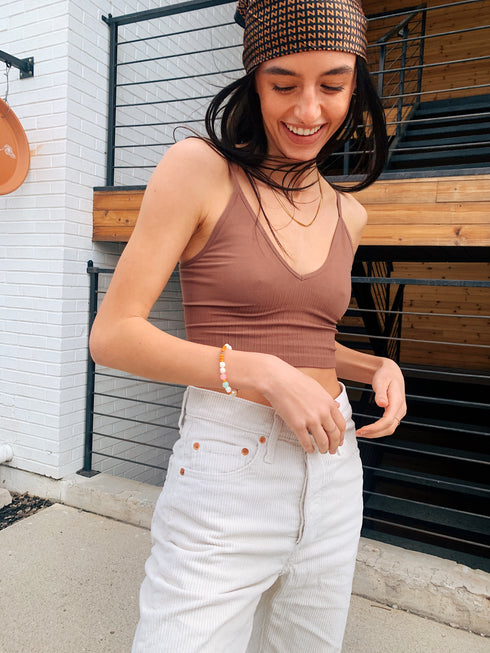 Afterglow Ribbed Brami// Chocolate